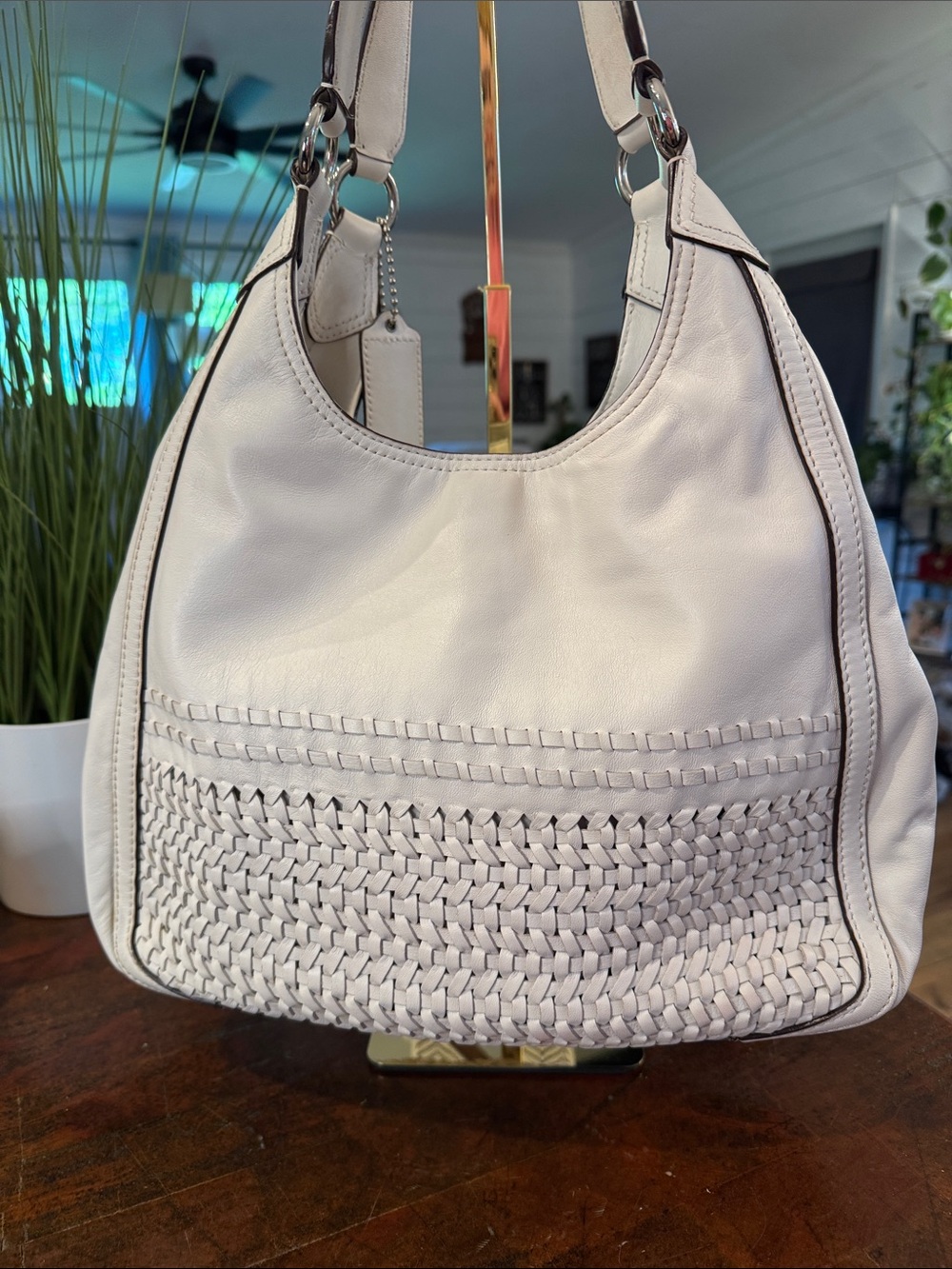 Coach Madison Woven Leather Maggie Shoulder Bag - Picture 7 of 16